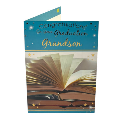 Congratulations Grandson on Graduation Books Design Greeting Card