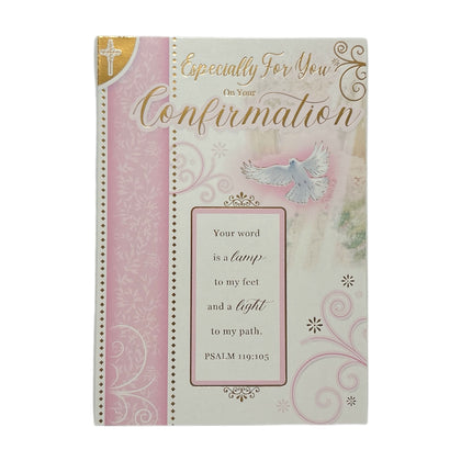 Especially For You Girl Dove Pink Design Confirmation Religious Greeting Card