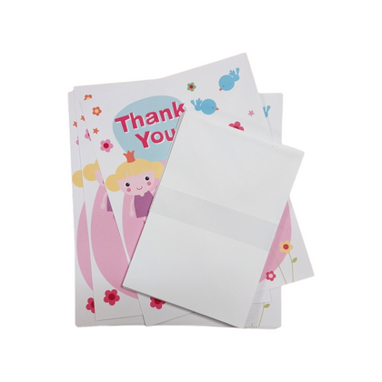 Pack of 20 Girls Pink Thank You Sheets and Envelopes by Carlton Cards