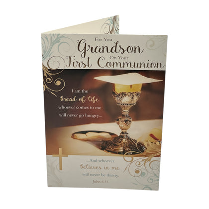 For You Grandson First Communion Traditional Design Religious Card