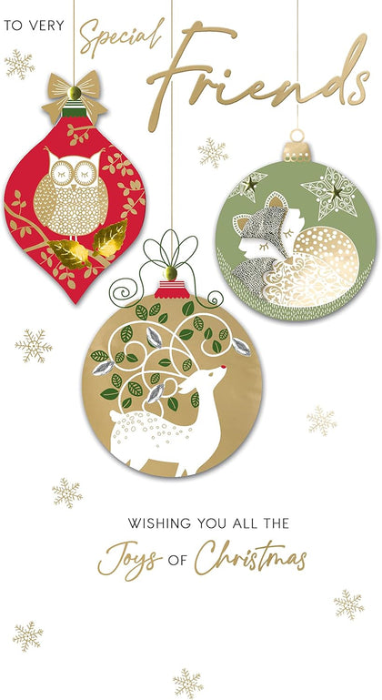 Embellished Hand-Finished Special Friends Baubles Christmas Card