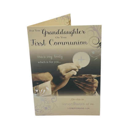 For You Granddaughter On Your First Communion Cross Design Religious Card