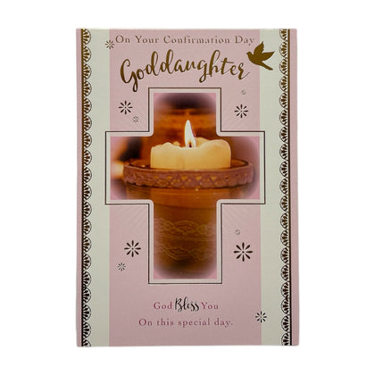 Goddaughter On Your Confirmation Cross & Candle Design Religious Card