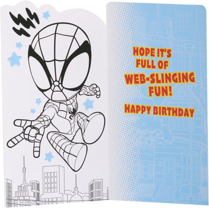 Colouring Design Marvel Spider-Man 2nd Birthday Card for Him/Boy