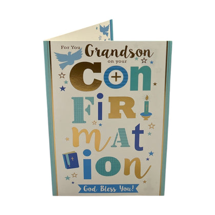 For Grandson On Your Confirmation Bold Lettering Design Religious Greeting Card