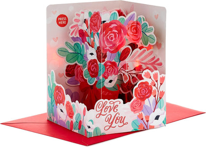 3D Pop Up Paper Wonder Musical Bouquet Design Valentine's Day Card