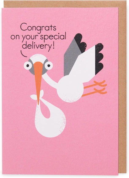 Kindred X David Olenick Special Delivery Baby Girl Blank Card