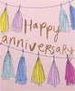 Pom Pom Bunting Design Open Anniversary Card