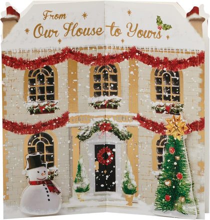 Festive House Shaped Design From Our House to Yours Christmas Card