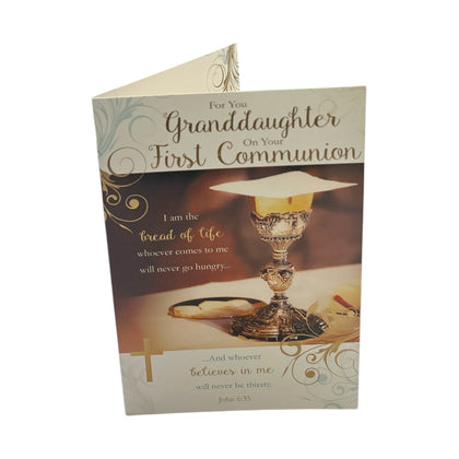 For You Granddaughter On Your First Communion Design Religious Congratulations Card