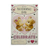 On Your Wedding Day Couple Teddy With Champagne Design Card