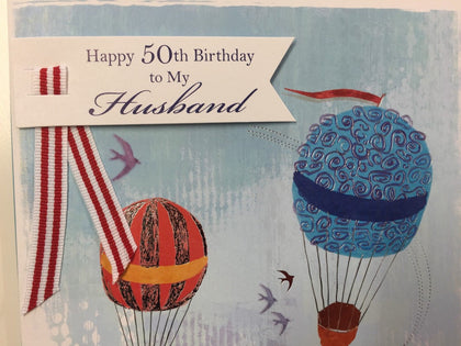 For Husband Air Balloons Design 50th Birthday Card 