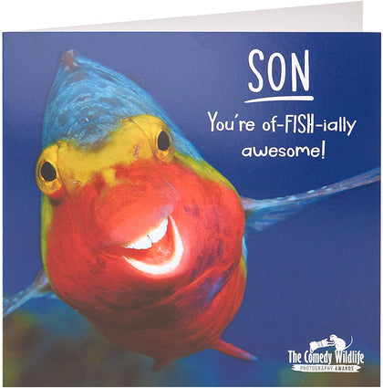 Funny Fish Comedy Wildlife Son Birthday Card