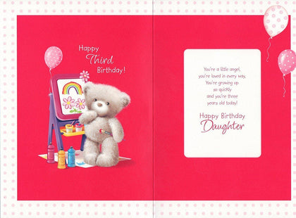 3rd Today Cut Bear Glitter Finished Daughter Birthday Card