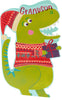 Dinosaur T Rex in Jumper Grandson Christmas Card