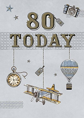 80th Today Aeroplane Flying Design Birthday Card