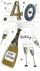 Exploding Champagne 40th Birthday Card Hand-Finished Champagne Range