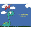 Age 4 Boys Blue Dinosaur Birthday Card