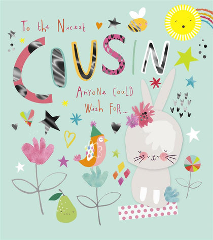 Cousin Birthday Card Cat And Bird 