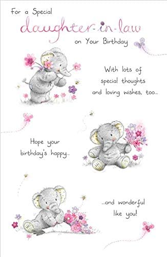 For A Special Daughter In Law Showcasing An Elephant Design Birthday Card 