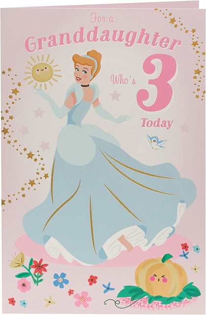 Disney Princess Cinderella Granddaughter 3rd Birthday Card