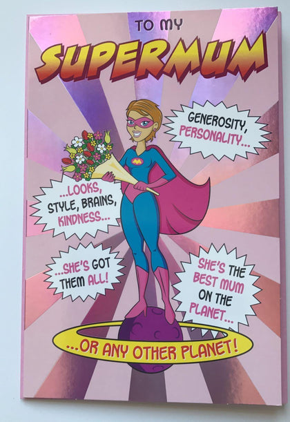 Happy Birthday Super Mum Comic Book Humour Card