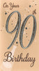 Happy 90th Birthday Hand Finished Champagne Range Greeting Card