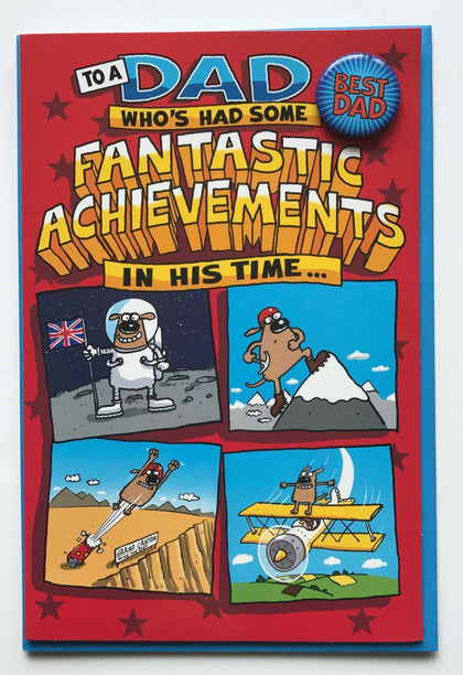 Humorous Father's Day Card with Badge Fantastic Achievements