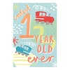 Cutest 1st Year Old Ever Train Engine Design Boy Birthday Card