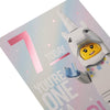 Age 7 Today Girl Unicorn Lego Design Birthday Card