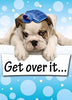 Get Over It Dog Design 3D Holographic Birthday Card