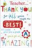 6 x Thank You Teacher Greeting Cards A Grade, You're The Best