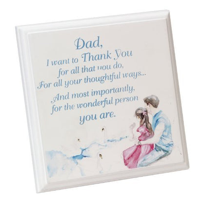 Dad Thank You Father And Daughter Plaque With Verse