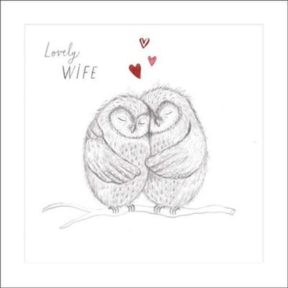 Two Owls on a Branch Lovely Wife Birthday Card