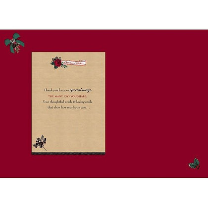 Mum Heart And Flowers Design Nice Verse Christmas Card