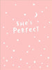 She's Perfect Moon And Stars Baby Girl Birth Congratulations Card