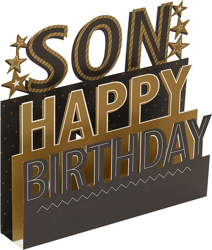 Sweet Design with Pop-Up 3D Lettering Son Birthday Card