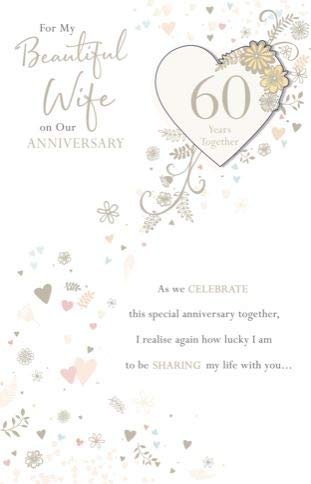 Beautiful Wife Anniversary Card with Personalised Milestone Options 30, 40, 50, and 60 Years togather