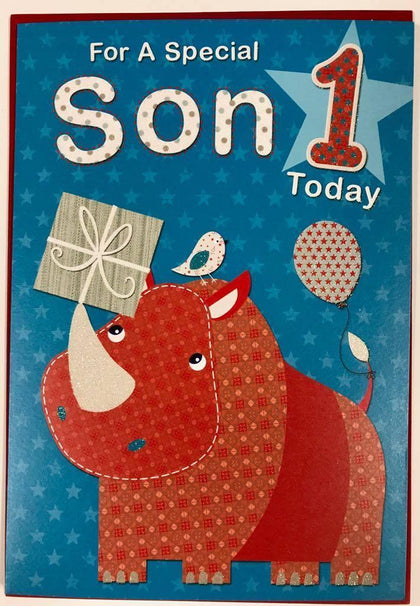 To A Special Son Glitter Finished Blue 1st Birthday Card