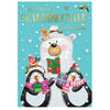 For a Special Granddaughter Big Teddy and Penguins Design Christmas Card