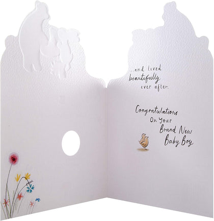 Cute Die-cut Bunnies Design Baby Boy Birth Congratulations Card