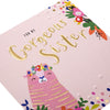 Birthday Card for Sister Embossed Illustrated Tiger Design