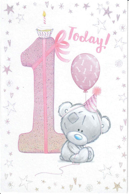 Girl's First Today Me to You Bear Birthday Card