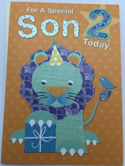 Cute Special Son Lion Design 2nd Birthday Card