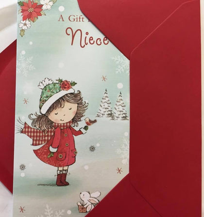 Niece Cute Traditional Money Gift Christmas Card