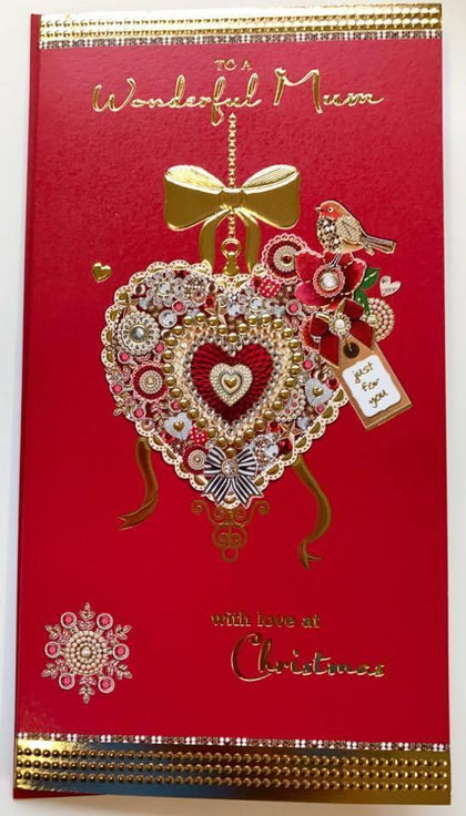 Mum Just For You Heart Foil Finished Christmas Card 