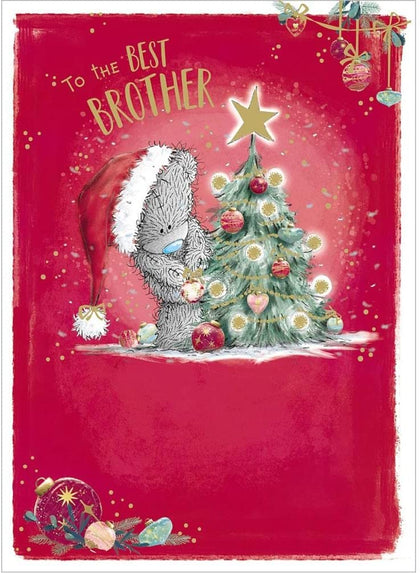 Bear Decorating Tree Brother Christmas Card