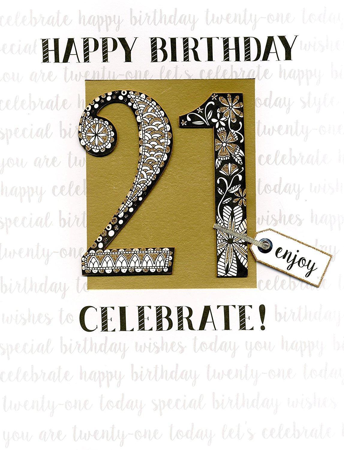 21st Birthday Gigantic Greeting Card Embellished & Flittered A4 Sized ...