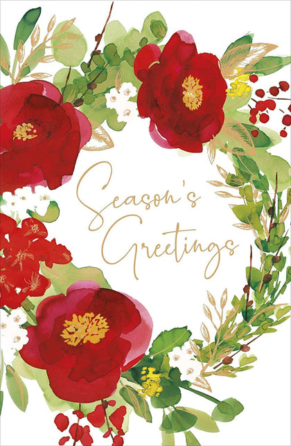 Traditional Foiled Watercolour Christmas Greeting Card