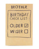 Adult Brother Check List Design Birthday Card